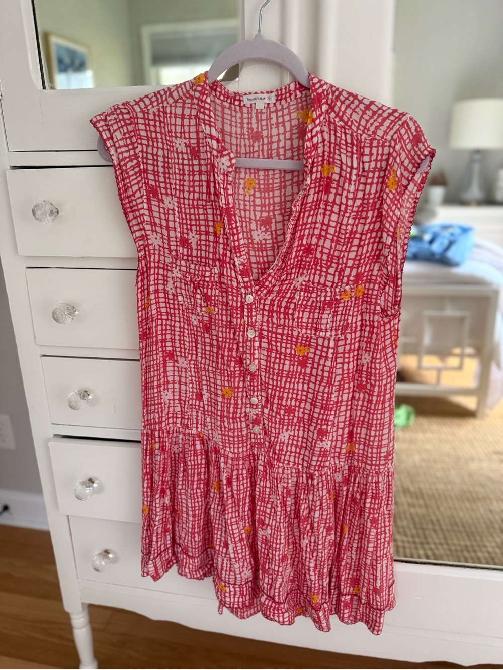 Poupette St. Barth Pink and Yellow Printed Mini Dress